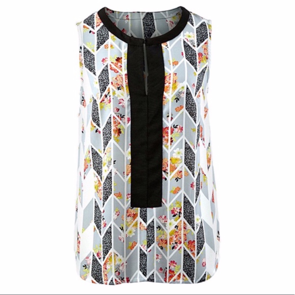 CAbi Grosgrain Sleeve Floral Tunic 649 XL